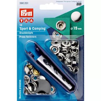Prym Nähfrei-Druckknopf "Sport & Camping", 15mm, silberfarbig 390201